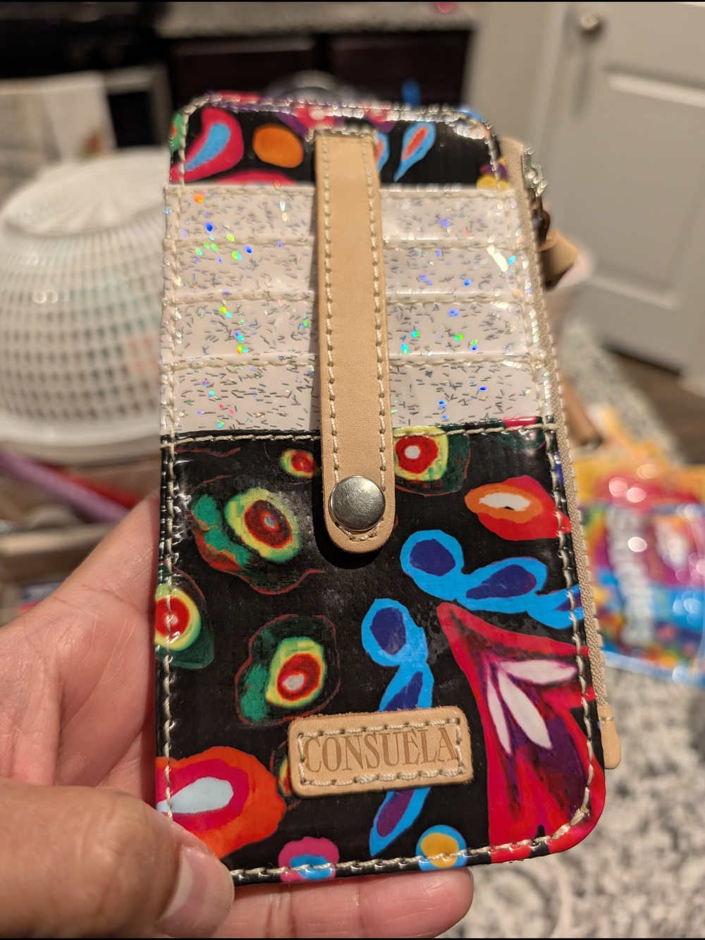 Consuela Multicolor Floral Card Wallet  Case - Black